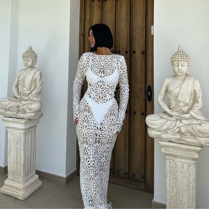 Sexy Lace Hollow-out Backless Beach Resort Dress