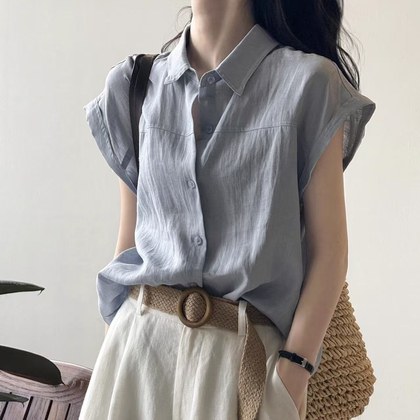 Retro Style Artistic Cardigan With A Polo Collar And Casual Bishop Sleeve