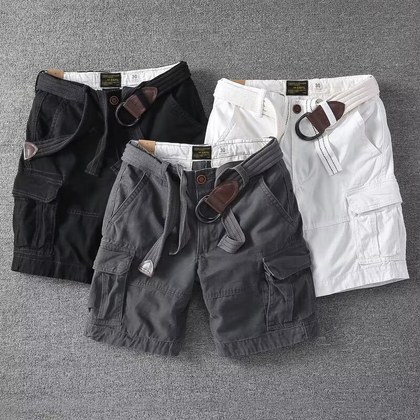 Mens Loose-fit Korean-style Trendy Mid-length Workwear Pants