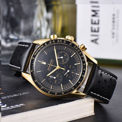 Business Mens 6-Hand Leather-Band Multi-Function Quartz Watch
