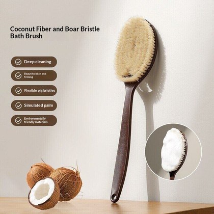 Coconut-fiber Bristle Bath Brush Palm-shaped Design Two-in-one Function