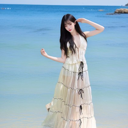 Sexy Backless Halter-neck Dress Ultra-fairy For The Beach