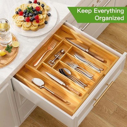 Extendable Bamboo Drawer Organizer