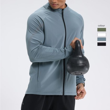 Mens Fitness Running Training Stand-Neck Windbreaker Jacket