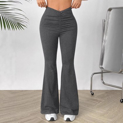Womens V-waist Stretchy Bootcut Trousers