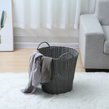 Plastic Rattan Woven Laundry Basket Storage Bin