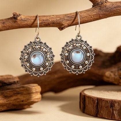 Vintage-style Gemstone Stud Earrings For Women