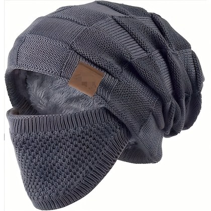 European And American Trendy Fashionable Warm Pullover Hat With A Classic Plaid Pattern