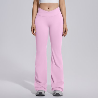Flared Wide-leg Crossover Waist-hugging Tummy-control High-elastic Bell-bottom Pants