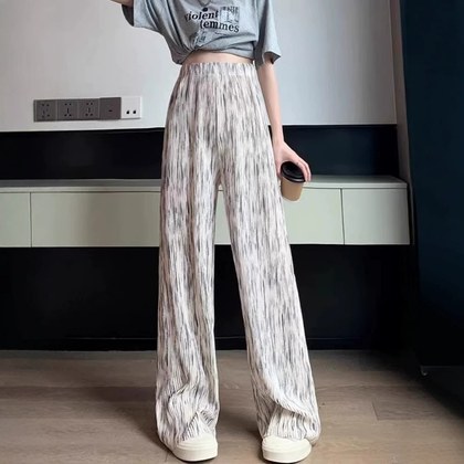 Loose-fit Figure-flattering Tie-dye Straight-leg Womens Pants