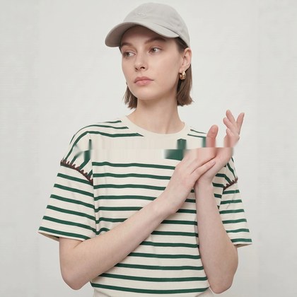 Striped Loose-fitting Long-length Color-block Summer Casual Versatile Top