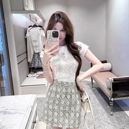Chic Elegant Round-neck Short-sleeve Knit T-shirt