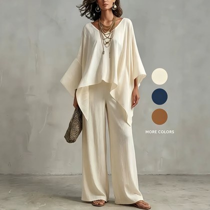 Women's Irregular Hem Wide-leg Pants Set