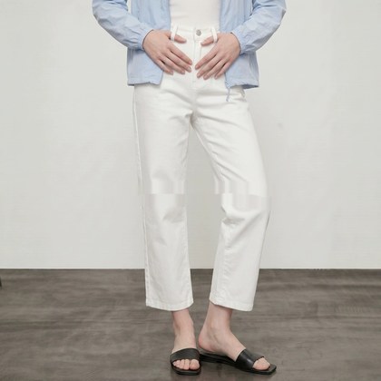 98-length Wide-leg White Straight-leg Casual Workwear Jeans