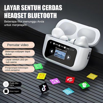 TWS Smart LCD Touch Screen Bluetooth 5.4 Headset Wireless Headphones Earbuds UK