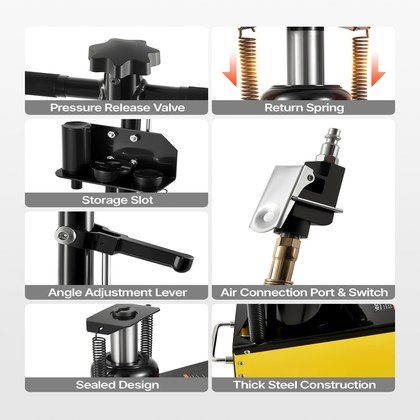 Floor Jack, 22 Ton (48501 Lbs) Capacity, Steel Racing Floor Jack With Single Piston Quick Lift Pump & Extension Posts, Air Hydraulic Trolley Car Lif…