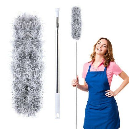 Dusters For Cleaning Duster With Extension Pole Bendable Head Long Handle Dusters For Cleaning Ceiling Fan, High Ceiling, Blinds, Furniture,Cars Gra…
