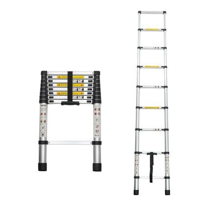 Telescoping Ladder 8.5FT, Telescopic Extension Ladder, Aluminum Alloy Folding Ladder Portable Multi-Purpose For Indoor Outdoor Work, Heavy Duty 300 …
