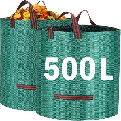 2 500L Heavy Duty Garden Waste Bags With Handles, Reusable Construction Bags UK