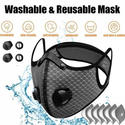 2x Pro Reusable Half Face Mask Respirator Filters Bike Sports Worksite Facepiece