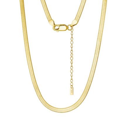 925 Sterling Silver Gold Herringbone Chain Necklace with Lobster Clasp and Adjustable Extension