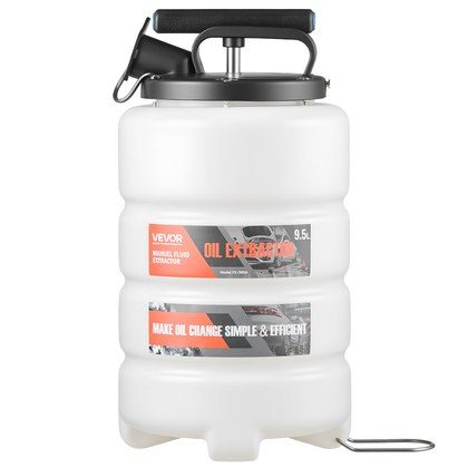 Fluid Extractor, 9.5 L Capacity, Manual Vacuum Oil Extractor Pump With 59 In Long Horse & Three 47 In Extension Tubes, Oil Change Pump With HDPE Tan…
