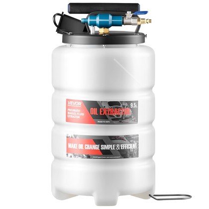 Fluid Extractor, 9.5 L Capacity Pneumatic Manual Vacuum Oil Extractor Pump With 59 In Long Horse & Three 47 In Extension Tubes, Oil Change Pump With…