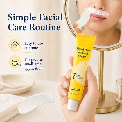 Facial Hair Removal Cream Kit, Gentle Formula For Sensitive Skin, 50ml