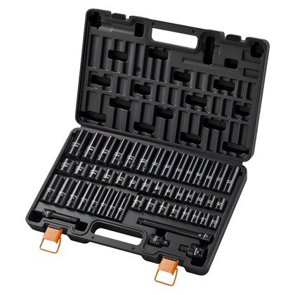 Impact Socket Set, 3/8" Drive, 48-Piece Socket Set, 6-Point Sockets, SAE 5/16"-3/4" And Metric 8-19 Mm, 21-22 Mm, Easy To Identify, Cr-V Alloy Steel…