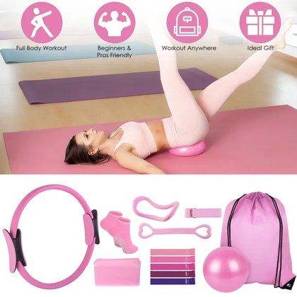 14Pcs Pilates Ring Essentials-Kit For Women With Yoga Ball Arm Stretcher 5 Resistant Bands-Figure 8 Resistant Band Elastic Band Non-slip Socks Yoga …