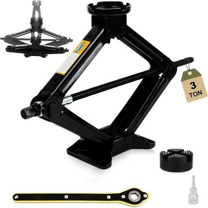 3 Tonne Scissor Jack Kit 3000kg Ratchet Spanner & Drill Adapter Max 45cm For Car