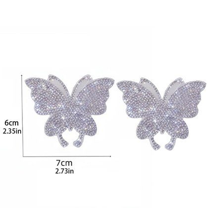 2-piece Car Interior Kit With Shiny Butterfly Net Rhinestone Stickers And 1-piece Bling Self-adhesive Car Decals