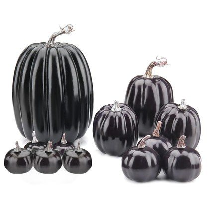 14pcs Artificial Pumpkin Black Foam Creative Lightweight Reusable Decorative Pumpkin For Ornament