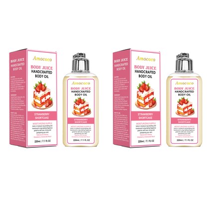 Only Supports Self Pickup With Waybill Amococo Strawberry Shortcake Body Juice Oil, 220ml Handcrafted Moisturizing Body Oil For Dry Skin, Long-Lasti…