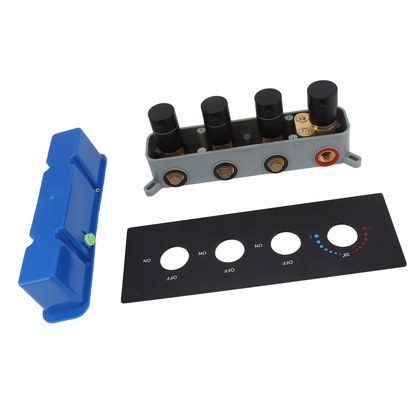 Shower Diverter Valve Concealed Thermostatic Mixer Brass 3 Way Valve Kit With 4 Round Knobs