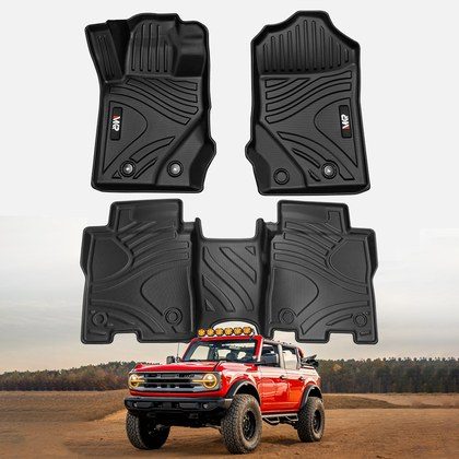 MKR Car Floor Mats For 2021-2023 Ford Bronco 4 Doors 3D TPE All-Weather Floor Mats - Full Set Interior Car Accessories All-Weather Not Fit 2 Doors V…