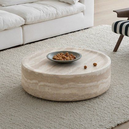 35.43   Faux MARS Pattern Coffee Tables For Living Room Round Tea Faux Travertine Textured  Table For Living Room, No Need Assembly.