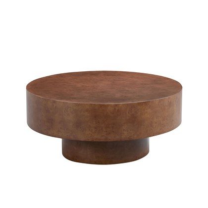 31.49  Faux Burl Wood Pattern Decal Coffee Table With Sturdy Pedestal For Living Room Office Apartment Walnut