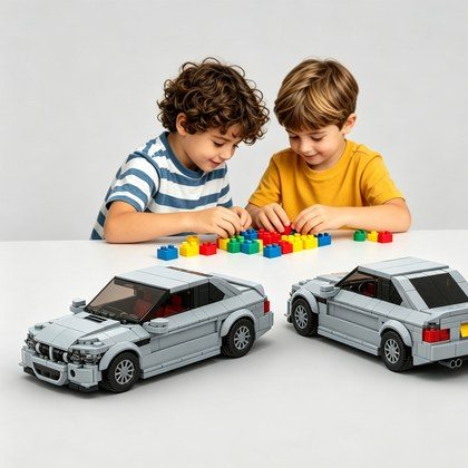 342PCS Silver Inspired Sports Car Building Blocks, Classic Coupe Vehicle Toy Kit For Kids And Adults, Collectible Retro Car Gift