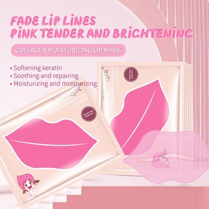 POuQuR Collagen Lip Mask Pink, Single Sheet