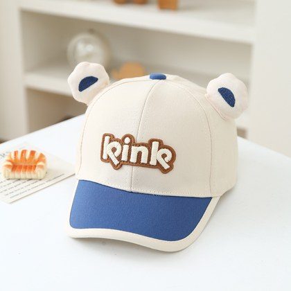 New 3D Bear Ears KINK Letter Children's Baseball Cap, Fashionable Multi-color Design, Suitable For Babies' Daily Sun Protection And Versatile Use.