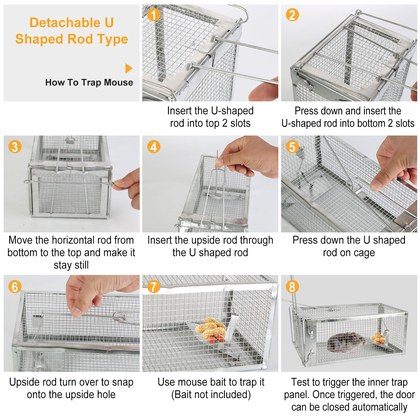 Humane Live Animal Trap, Galvanized Steel Mouse Cage Trap With Sensitive Gravity Pedal, Escape-Proof Design, Reusable Rodent Catcher For Home Yard G…
