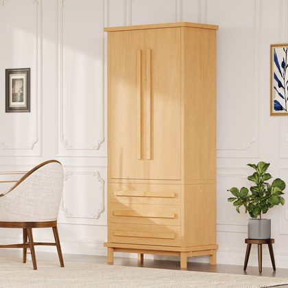 70  Kitchen Pantry Cabinet With 2 Cabinet Shelves,Luxurious Wooden Cupboard With 6 Door Shelves And 3 Drawers For Kitchen, Dining Room,Natural