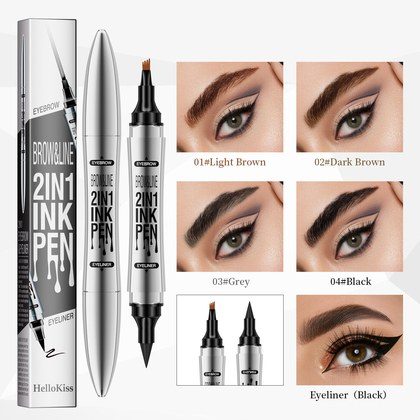 2 In 1 Microblading Eyebrow Pen, 4 Fork Tip,3D Waterproof Magic Eyebrow Pencil With Multifunctional Double Head Eyebrow Pencil With Eyeliner Pencil,…
