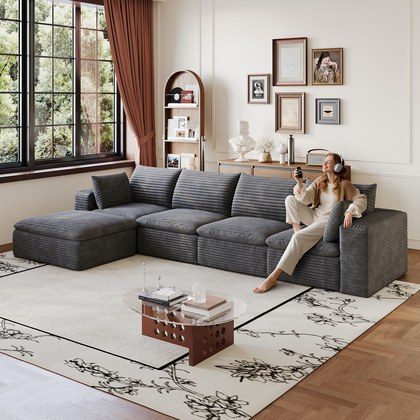 134  Cloud Sofa,Corduroy Fabric,Deep Seat Couches,Double-layer Design,Removable  Cushion,No Assembly, DIY Combination For Living Room, Bedroom,Confe…
