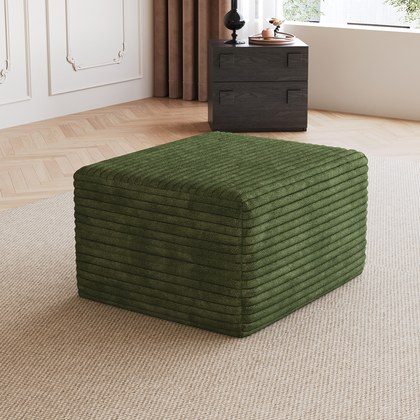 Sofa Ottoman ,No Assembly Required,Green Plush Corduroy Fabric
