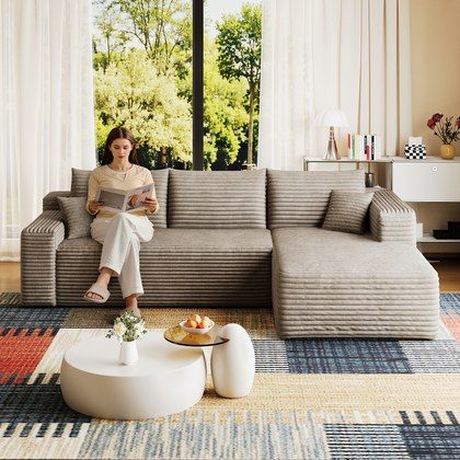 95  Cloud Sectional Sofa,Modern Minimalist Upholstered Couches, Comfort U Shaped Sofa For Living Room,Deep Seat Corner Couch,No Assembly Required,Ca…