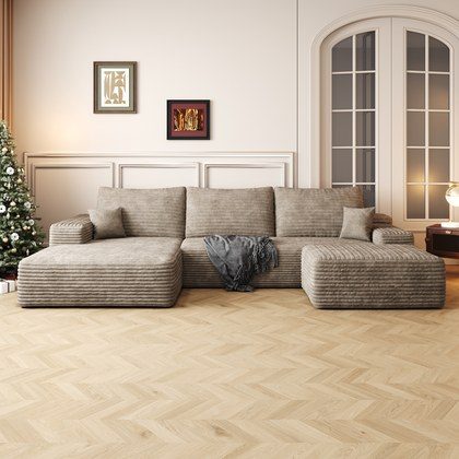 107 Cloud Sectional Sofa With 1 Ottoman,Modern Minimalist Upholstered Couches,Comfort U Shaped Sofa For Living Room,Deep Seat Corner Couch,No Assemb…