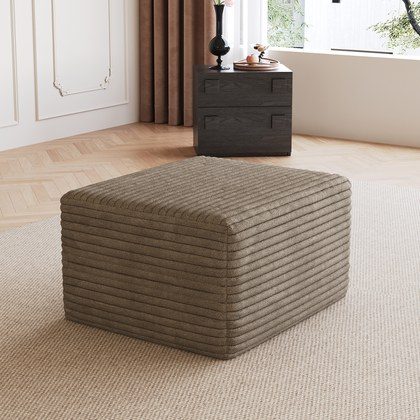 Sofa Ottoman ,No Assembly Required,Camel Plush Corduroy Fabric