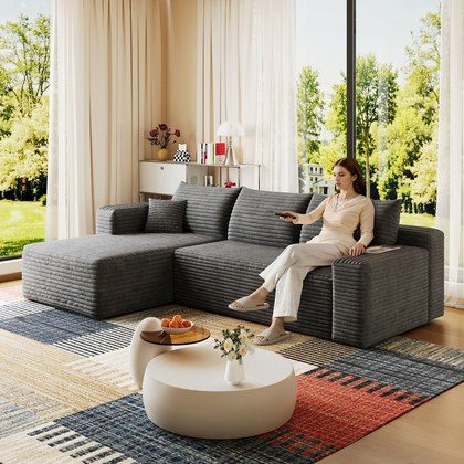 95  Cloud Sectional Sofa,Modern Minimalist Upholstered Couches, Comfort U Shaped Sofa For Living Room,Deep Seat Corner Couch,No Assembly Required,Da…